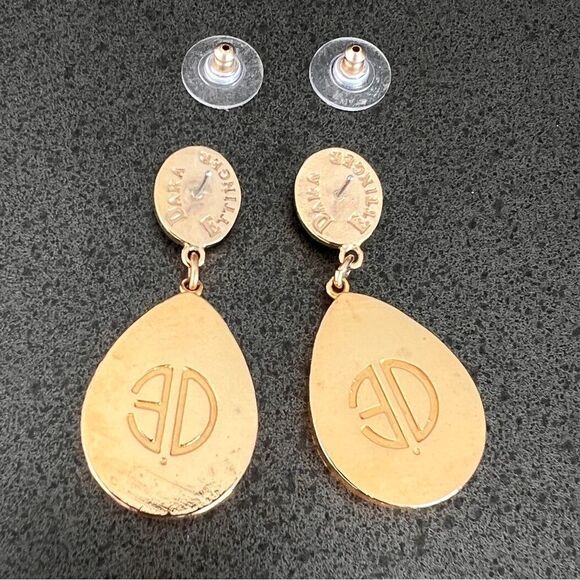 DARA ETTINGER Luxury Vintage Vibrant Purple and Green Teardrop Earrings - Picture 3 of 3